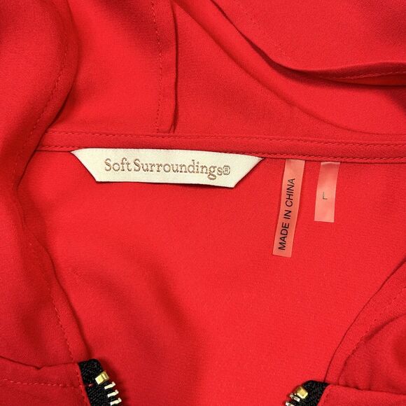 Soft Surroundings Hoodie Blouse Women's Large Zip Red Oversized Sporty Preppy - Picture 6 of 13